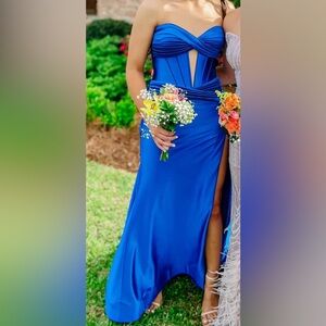 Jovani Royal Blue Strapless Prom Dress